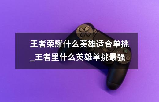 王者荣耀什么英雄适合单挑_王者里什么英雄单挑最强-第1张-游戏信息-娜宝网